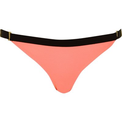 Orange contrast waist bikini bottoms